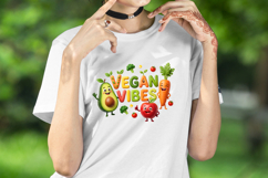 3D Cute Motivational Quote Vegan Vibes sublimation design Product Image 3