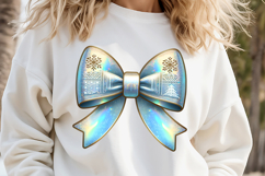 Cute Christmas coquette bows design|Blue bow T-shirt clipart Product Image 2