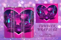 Futuristic pink neon Valentines tumbler wrap sublimation PNG Product Image 8