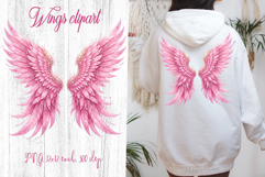 Pink Angel Wings sublimation design|Luxurious wing clipart Product Image 1