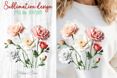 Carnations flowers sublimation design png | Floral clipart Product Image 1
