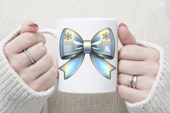 Cute Christmas coquette bows design|Blue bow T-shirt clipart Product Image 3