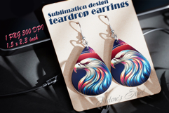 USA Patriotic eagle teardrop earrings sublimation design png Product Image 1