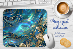 Iridescent blue ocean design sublimation design mouse pad Product Image 1