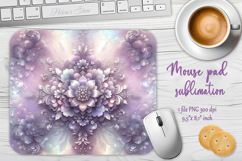 Iridescent lilac 3D floral mouse pad sublimation design png Product Image 1