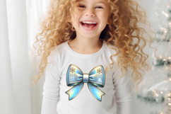 Cute Christmas coquette bows design|Blue bow T-shirt clipart Product Image 4