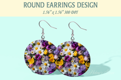 Spring Flowers earrings | Floral Round Earring sublimation Product Image 1