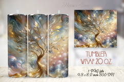 Fantasy Golden Tree tumbler 20oz wrap sublimation design png Product Image 1