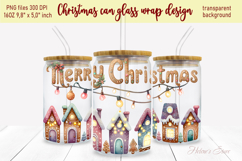 Christmas gingerbread house can glass wrap 16oz sublimation Product Image 1