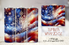 USA Patriotic tumbler wrap 20oz| 4th of July | Fireworks png Product Image 1