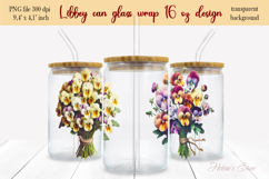 Cute Pansies flowers Libbey Can Glass Wrap 16oz design png Product Image 2