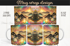 Fantasy mountains iridescent design mug wrap 15oz 11oz png Product Image 1