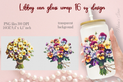 Cute Pansies flowers Libbey Can Glass Wrap 16oz design png Product Image 1