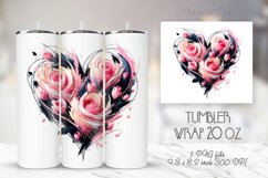 Floral heart tumblers sublimation |Roses Tumbler wrap design Product Image 1