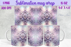 3d Lilac pastel floral mug wrap 15 oz sublimation design png Product Image 1