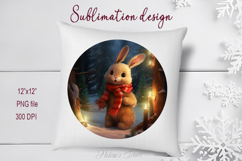 Cute Christmas bunny round cute sublimation design png Product Image 1