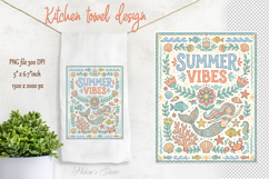 Summer vibes | Cute folk floral pattern kitchen towel design Product Image 1