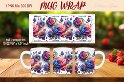 Bright Rainbow rose pattern mug wrap sublimation design png Product Image 1