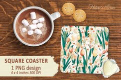 Floral pattern square Coaster | Sublimation coaster square Product Image 1