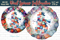 Patchwork Christmas Snowman Wind Spinner sublimation design Product Image 1