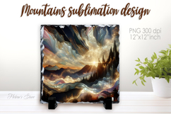 Magic mountains slate design png | Fanatsy night landscape Product Image 1