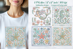 Pastel sea animals sublimation design png|Cute ocean clipart Product Image 1