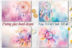 Boho dreamcatcher kitchen glass cutting board sublimation Product Image 1