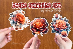 Watercolor rose flower printables stickers |Orange roses png Product Image 1