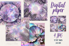 Floral lilac pearl digital paper | Scrap booking graphics Product Image 1