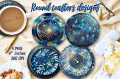 Fantasy Cosmic sky pearl round coaster sublimation designs Product Image 1