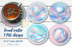 Pastel blue pearl abstract round coaster sublimation png Product Image 1