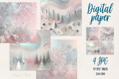 Christmas silver forest digital paper | Pink Scrap booking Product Image 1