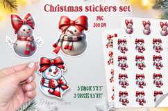 Retro Christmas snowman printables stickers | Coquette bows Product Image 1