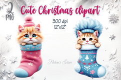 Christmas cute cats in socks clipart| Winter t shirt designs Product Image 1