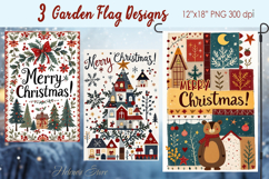 Merry Christmas doodle Garden Flag Sublimation design png Product Image 1