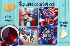 Bright Iridescent American Patriotic square coasters BUNDLE Product Image 8