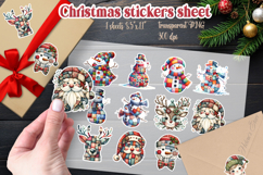 Christmas patchwork printables stickers sheet | Snowman png Product Image 1