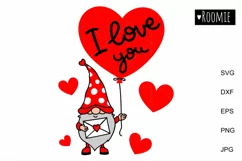 Valentine gnome I love you svg, Valentines day heart clipart Product Image 1