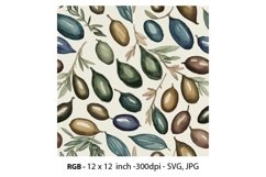 seamless pattern olives , oranges, fruits, food watercolor Product Image 4