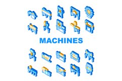 Industrial Machines Collection Icons Set Vector Flat Product Image 1