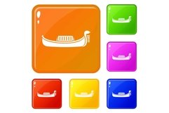 Venice gondola icons set vector color Product Image 1