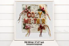 Cozy Weather Chenille Embroidered Patch Puffy Autumn PNG Product Image 1