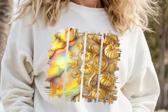 Cute golden pumpkins yellow brush strokes t shirt design png Product Image 1