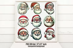 Santa Claus clipart sublimation PNG | Retro funny Santa face Product Image 1