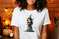 Cute watercolor Halloween elf girl sublimation design png Product Image 2