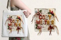 Cozy Weather Chenille Embroidered Patch Puffy Autumn PNG Product Image 4