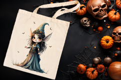 Cute watercolor Halloween elf girl sublimation design png Product Image 3