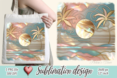 Gold summer beach palm tree sublimation designs |Pearl ocean Product Image 1
