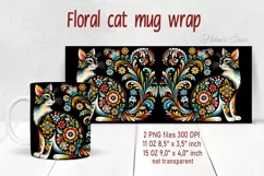 Flower cat Mug Sublimation png| Flowers cat |Art cat bouquet Product Image 1
