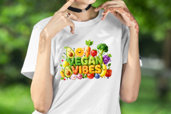 Cute Motivational Quote Vegan Vibes sublimation design png Product Image 2